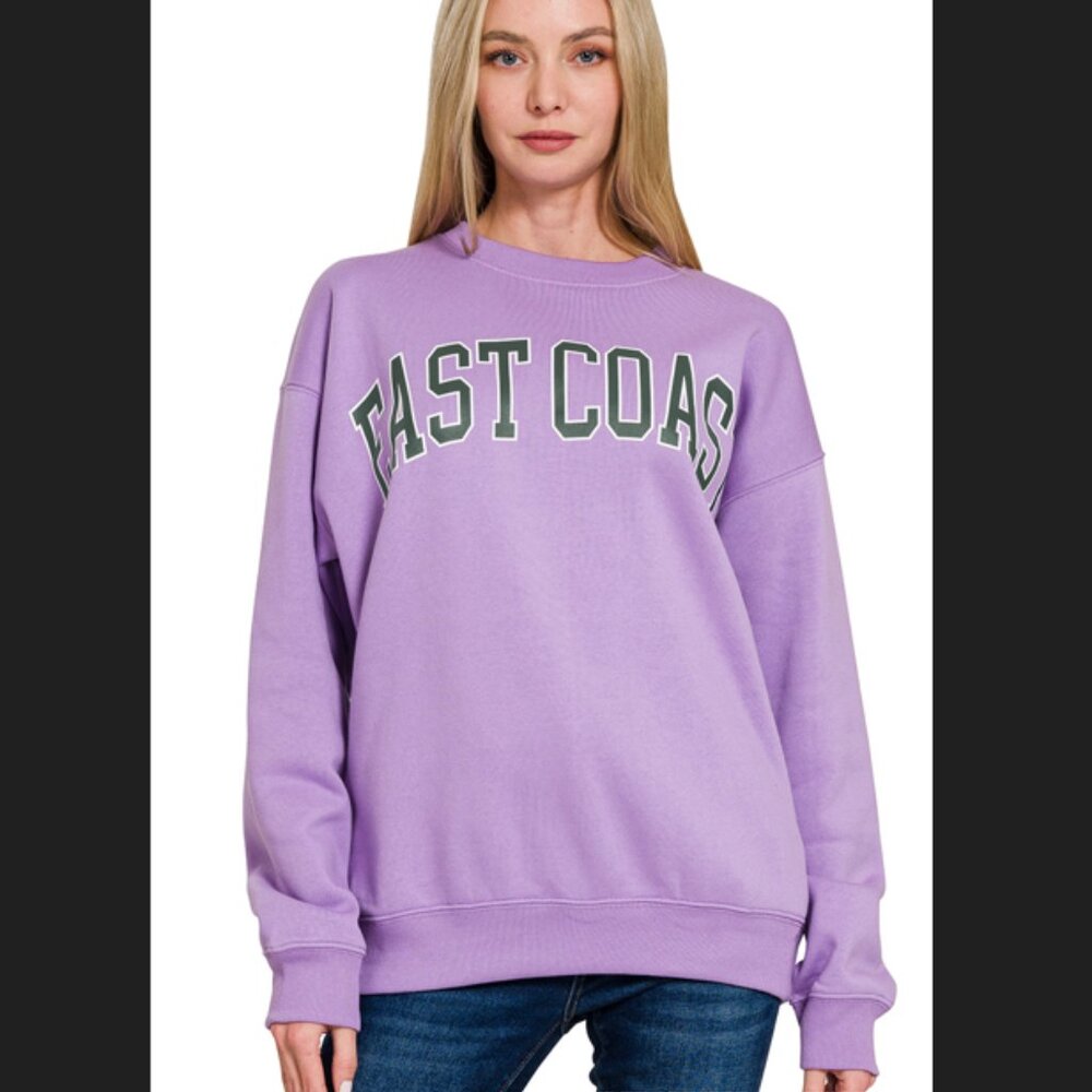 Z3 Lavendar Zenana East Coast Round Neck Crew Sweatshirt